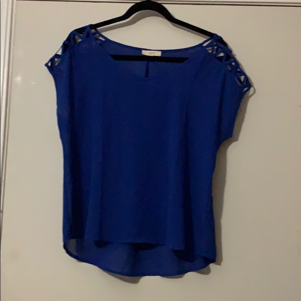 Royal blue sheer blouse